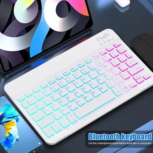 Alt view image 6 of 7 - Lightup Wireless Bluetooth Keyboard for iPad Air/Pro/Mini, iPad A17, A16, M2, M3, M4, M5, MacBook, Chromebook etc. Rechargeable Slim Portable, IOS Windows Android Lighting Tablets Keyboard - Black