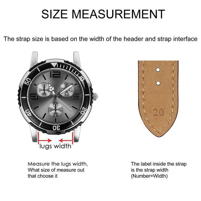 Alt view image 5 of 7 - Watch Strap 18mm, Vintage Leather Replacement Watch Band, Light Brown with Thread