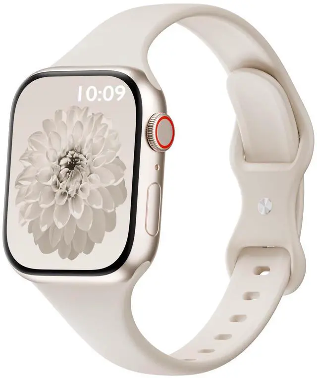 Main image of Sport Slim Silicone Band Compatible for Apple Watch Band 38mm 42mm 40mm 44mm 41mm 45mm 49mm, Thin Soft Narrow Replacement Strap Wristband for iWatch Ultra Series 8/7/SE/6/5/4/3/2/1 Women Men