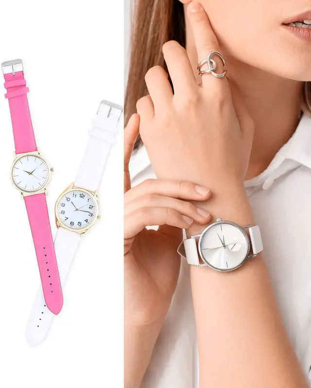 Alt view image 5 of 7 - Black Genuine Leather Band 12mm Width, Flat Thin Elegant Leather Watch Strap Golden Tone Buckle for Women