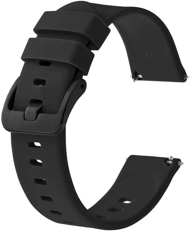 Main image of Silicone Watch Bands, Slim Watch Straps with Quick Release, 18mm, Black with Black Buckle