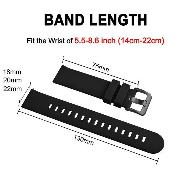 Alt view image 6 of 7 - Silicone Watch Bands, Slim Watch Straps with Quick Release, 18mm, Black with Black Buckle