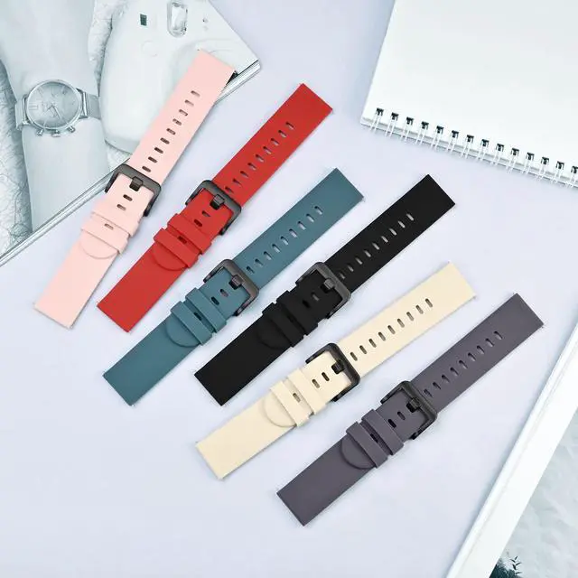 Alt view image 7 of 7 - Silicone Watch Bands, Slim Watch Straps with Quick Release, 18mm, Black with Black Buckle