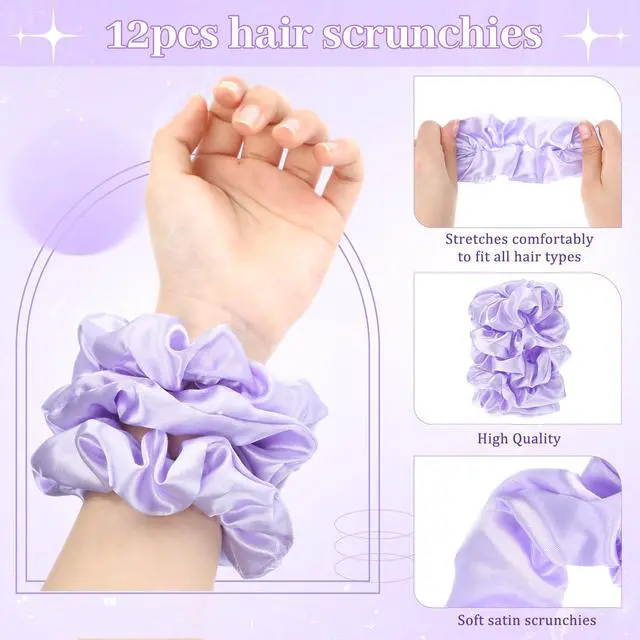 Alt view image 3 of 6 - 24 Pcs Mini Hair Brush with Mirror and Scrunchies Folding Portable Cushion Comb Satin Scrunchies Pocket Travel Brush Mini Pop up Brushes for Women Gifts Travel Wet and Dry Hair(Purple)