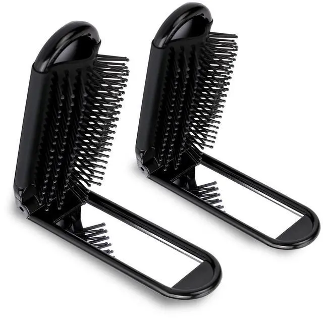 Main image of Travel Hair Brush with Mirror and Massage Comb - 2 Pack Foldable Compact Hair Styling Tools for Women and Men