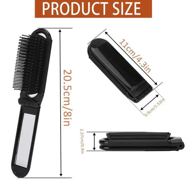 Alt view image 3 of 7 - Travel Hair Brush with Mirror and Massage Comb - 2 Pack Foldable Compact Hair Styling Tools for Women and Men