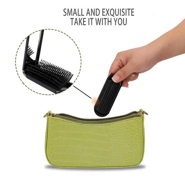 Alt view image 4 of 7 - Travel Hair Brush with Mirror and Massage Comb - 2 Pack Foldable Compact Hair Styling Tools for Women and Men