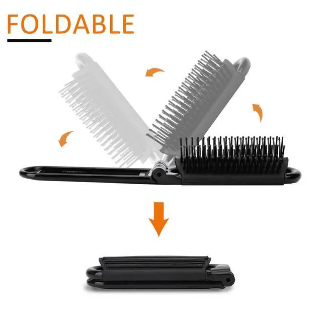 Alt view image 6 of 7 - Travel Hair Brush with Mirror and Massage Comb - 2 Pack Foldable Compact Hair Styling Tools for Women and Men