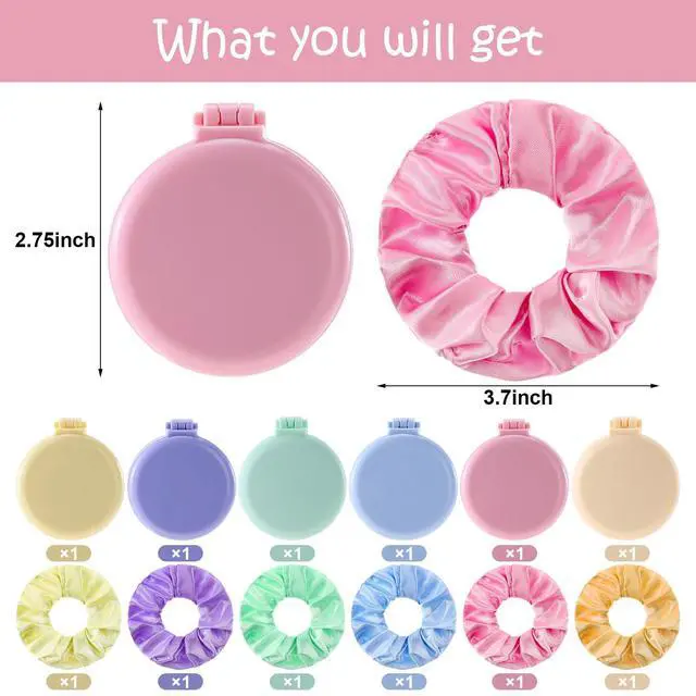 Alt view image 2 of 6 - 12 Pcs Mini Hair Brush with Mirror and Scrunchies,Popular