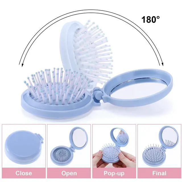 Alt view image 5 of 6 - 12 Pcs Mini Hair Brush with Mirror and Scrunchies,Popular