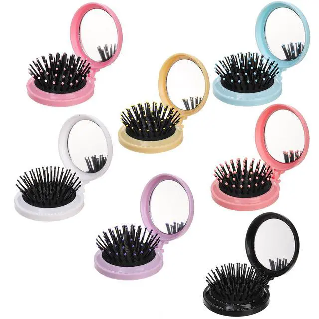 Alt view image 4 of 7 - 28 Pack Folding Travel Hair Brushes with Mirror, Round Mirror Portable Pocket Hair Brush, Mini Mirror with Hairbrush for Purse, Colourful Hair Comb Compact Hair Massage Comb for Women Girls