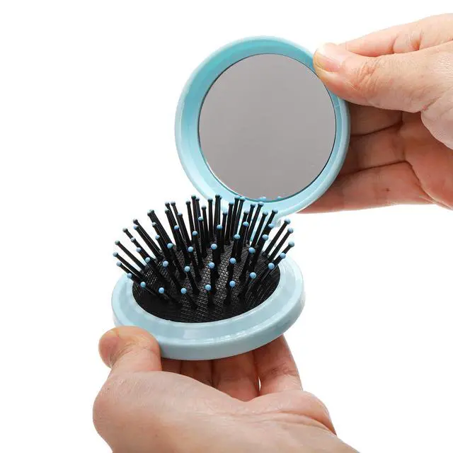 Alt view image 3 of 7 - 28 Pack Folding Travel Hair Brushes with Mirror, Round Mirror Portable Pocket Hair Brush, Mini Mirror with Hairbrush for Purse, Colourful Hair Comb Compact Hair Massage Comb for Women Girls
