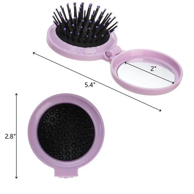 Alt view image 2 of 7 - 28 Pack Folding Travel Hair Brushes with Mirror, Round Mirror Portable Pocket Hair Brush, Mini Mirror with Hairbrush for Purse, Colourful Hair Comb Compact Hair Massage Comb for Women Girls
