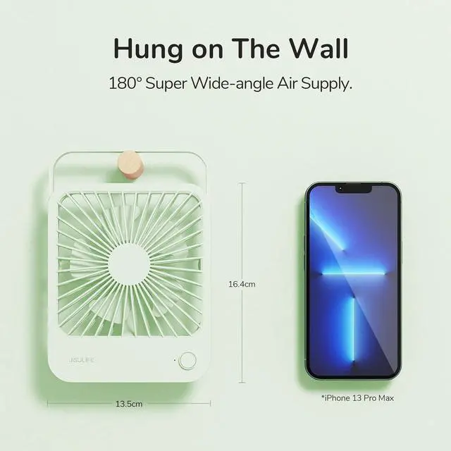 Alt view image 5 of 7 - Desk Fan Battery Rechargeable, 180°Foldable Portable Personal Fan | 4500mAh Long-lasting Battery, 4 Speeds Adjustable for Home Office Travel Outdoor Gifts for Women Men-Green