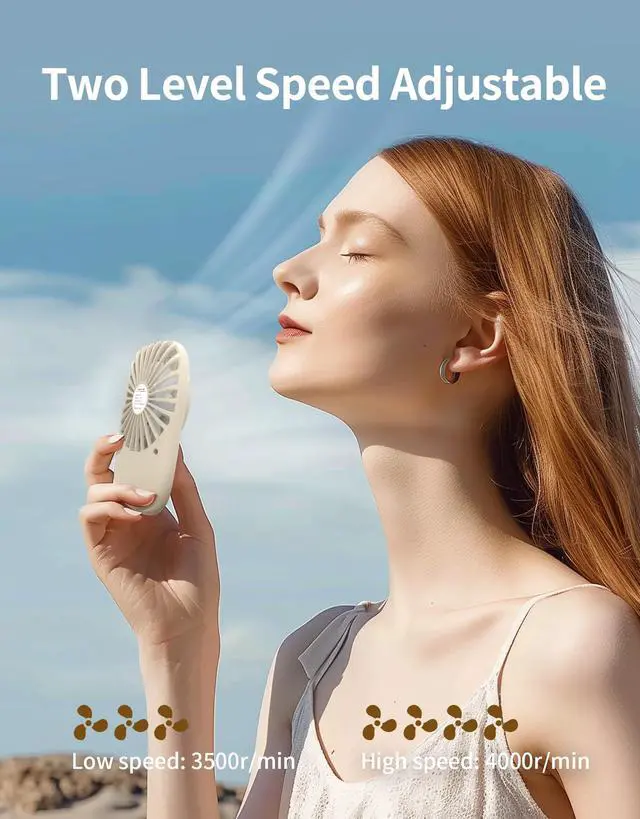 Alt view image 2 of 7 - Portable Handheld Mini Fan Powerful Small Personal Rechargeable Fan | Speed Adjustable, Lightweight, Rechargeable Battery Powered Eyelash Fan for Kids Girls Boys Woman Man Home Outdoor Travel