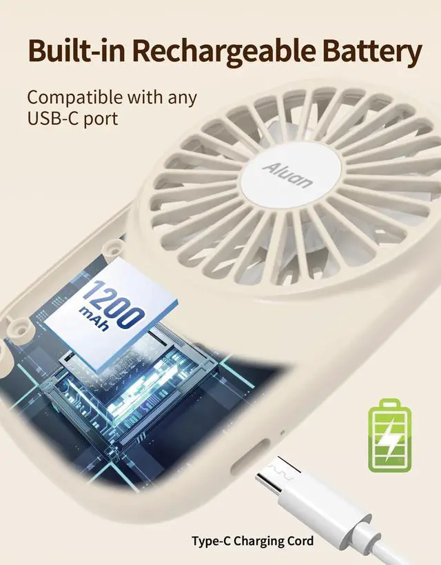 Alt view image 4 of 7 - Portable Handheld Mini Fan Powerful Small Personal Rechargeable Fan | Speed Adjustable, Lightweight, Rechargeable Battery Powered Eyelash Fan for Kids Girls Boys Woman Man Home Outdoor Travel
