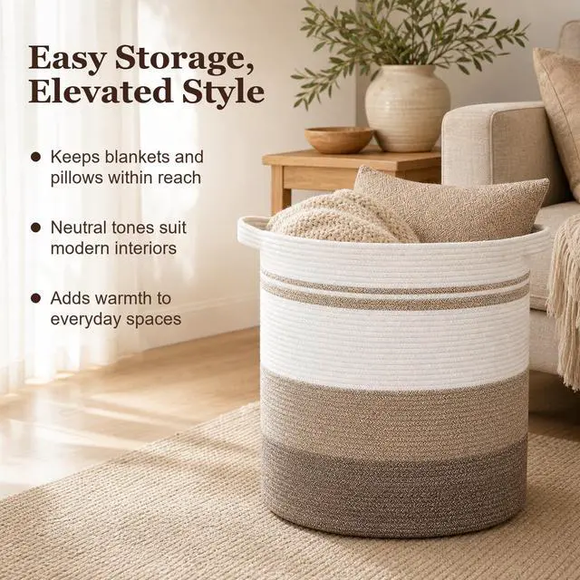 Alt view image 3 of 7 - 80L Laundry Basket Laundry Hamper Nursery Hamper Gradient Yellow | Tall Dirty Clothes Hamper with Handle,Blanket Basket,Decorative Basket for Living Room,Storage Basket,Toy Storage