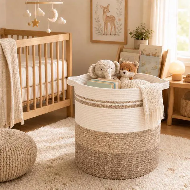Alt view image 6 of 7 - 80L Laundry Basket Laundry Hamper Nursery Hamper Gradient Yellow | Tall Dirty Clothes Hamper with Handle,Blanket Basket,Decorative Basket for Living Room,Storage Basket,Toy Storage