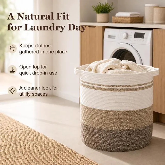 Alt view image 5 of 7 - 80L Laundry Basket Laundry Hamper Nursery Hamper Gradient Yellow | Tall Dirty Clothes Hamper with Handle,Blanket Basket,Decorative Basket for Living Room,Storage Basket,Toy Storage