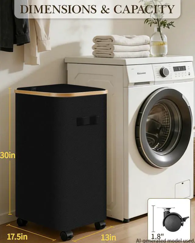 Alt view image 2 of 7 - Laundry Basket with Wheels, 110L Large Rolling Laundry Hamper for Dorm | Clothes Hampers for Laundry with Inner Bag, Collapsible Dirty Clothes Hamper for Bedroom, Bathroom, Laundry Room