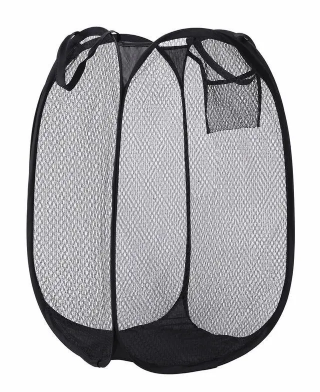 Main image of Collapsible Laundry Basket,Dirty Clothes Mesh Pop Up Hamper, Small Foldable Laundry Basket for Bathroom, Dorm, Travel Storage,Cruise Essentials Black