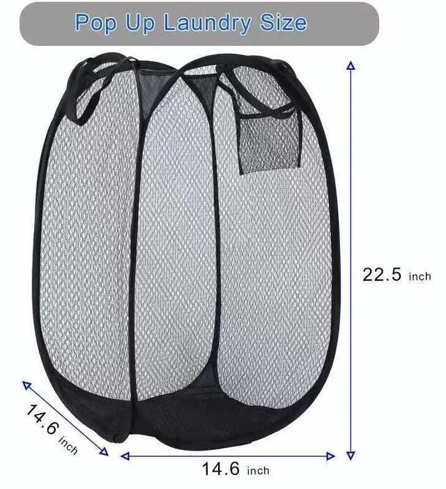 Alt view image 3 of 5 - Collapsible Laundry Basket,Dirty Clothes Mesh Pop Up Hamper, Small Foldable Laundry Basket for Bathroom, Dorm, Travel Storage,Cruise Essentials Black