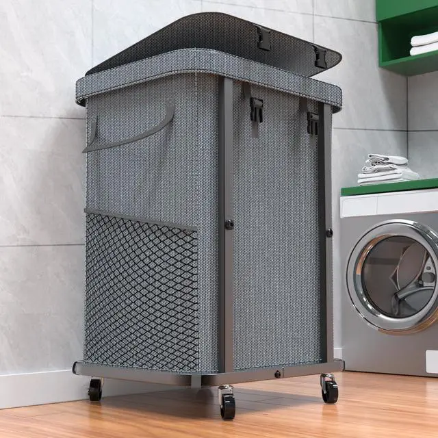 Main image of Laundry Hamper with Lid,150L Rolling Laundry Basket with Wheels,Grey | Dirty Clothes Hamper with Metal Frame and Removable Bag Design,Large Rolling Hampers for Laundry Room, Bedroom,Dorm