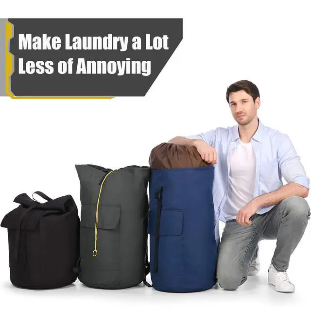 Alt view image 6 of 6 - Backpack Laundry Bag, 115L Heavy Duty Extra Large College Laundry Backpack, Dirty Clothes Bag with Shoulder Straps, Laundry Hamper Bag with Drawstring Closure for College Dorm, Apartment Black