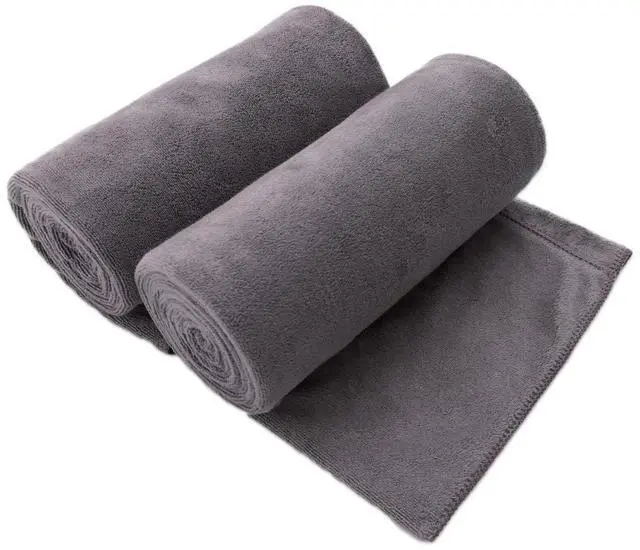 Main image of Microfiber Bath Towel with Hanging Loop, 2 Pack, 30" x 60", Grey | Oversized, Soft & 7X Absorbent, Fast Drying, No Fading, Lint Free, Use for Sport, Travel, Fitness, Yoga