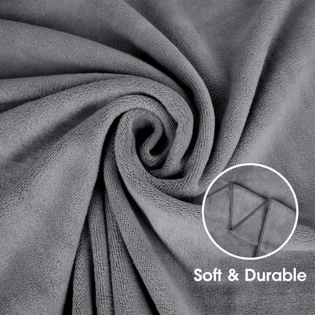 Alt view image 4 of 7 - Microfiber Bath Towel with Hanging Loop, 2 Pack, 30" x 60", Grey | Oversized, Soft & 7X Absorbent, Fast Drying, No Fading, Lint Free, Use for Sport, Travel, Fitness, Yoga