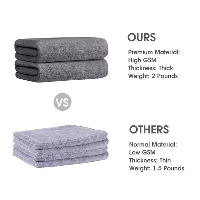 Alt view image 2 of 7 - Microfiber Bath Towel with Hanging Loop, 2 Pack, 30" x 60", Grey | Oversized, Soft & 7X Absorbent, Fast Drying, No Fading, Lint Free, Use for Sport, Travel, Fitness, Yoga