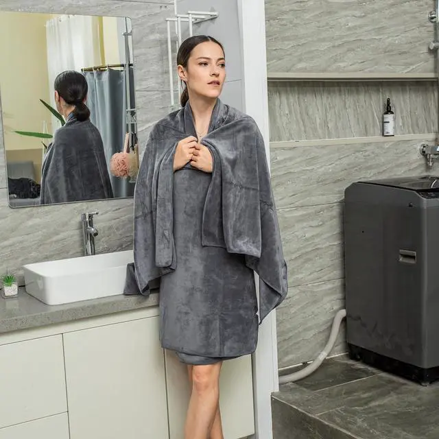 Alt view image 6 of 7 - Microfiber Bath Towel with Hanging Loop, 2 Pack, 30" x 60", Grey | Oversized, Soft & 7X Absorbent, Fast Drying, No Fading, Lint Free, Use for Sport, Travel, Fitness, Yoga