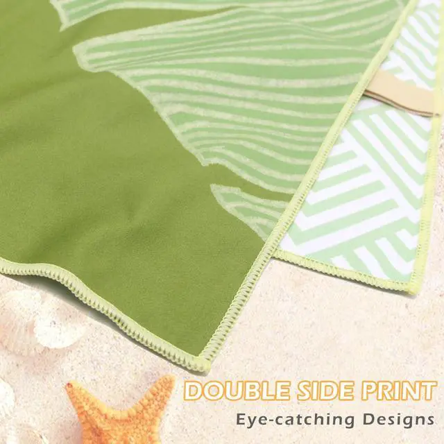 Alt view image 7 of 7 - 2 Pack Microfiber Beach Towel, Quick Dry Travel Towel Large Sand Free Towel for Beach, Camping, Swim Pool, Gym, Sports& Yoga 71"x32", Palm