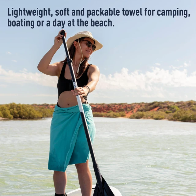 Alt view image 2 of 7 - Pocket Towel, Large, Baltic Blue | Lightweight, packable microfiber towel fits in a jacket pocket for camping, backpacking, travel, and trips to the gym