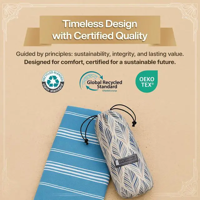 Alt view image 7 of 7 - Turkish Beach Towel with Travel Bag 39 x 71 Quick Dry Sand Free Lightweight Large Oversized Towels Light