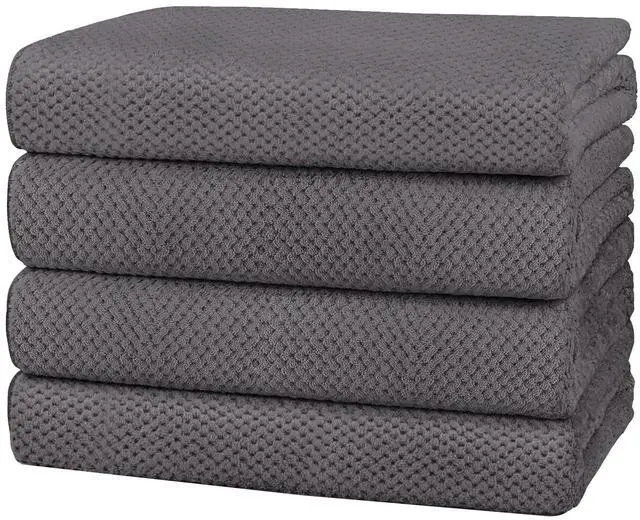 Main image of 4PK Bath Towel Set, 30x60 in, Absorbent Large Towels for Bathroom | Ultra Soft, Lightweight, Quick Dry Towels for Pool, Beach, Swim, Yoga, SPA, Grey