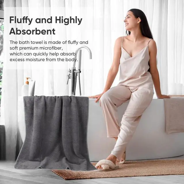 Alt view image 4 of 7 - 4PK Bath Towel Set, 30x60 in, Absorbent Large Towels for Bathroom | Ultra Soft, Lightweight, Quick Dry Towels for Pool, Beach, Swim, Yoga, SPA, Grey