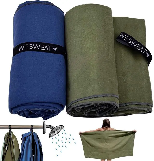 Main image of (2 Pack) Microfiber Towels. Ultra Compact, Quick Dry, Odor-Free | Perfect for Travel, Gym Shower & Camping. Lightweight Shower Towels - Quick Dry XL Towels