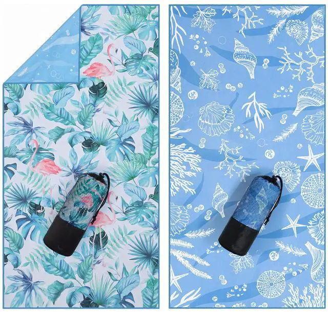 Main image of Thin Lightweight Microfiber Beach Towel 2 Pack 32x71 Inch | Sand Free, Absorbent, Extra Large, Compact, With Travel Bag, Quick Dry for Beach, Pool, Camping, Picnic, Travel & Outdoor Use
