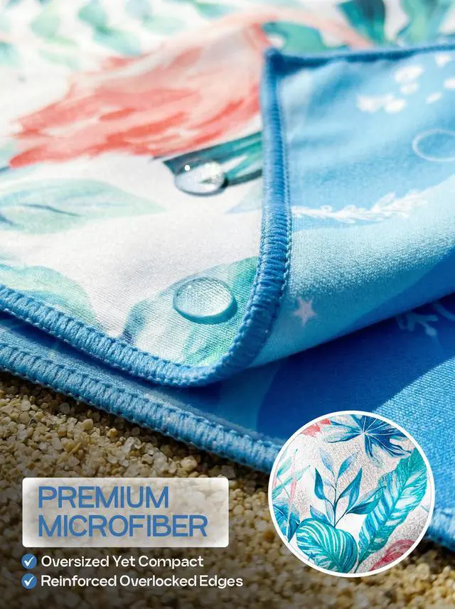 Alt view image 6 of 7 - Thin Lightweight Microfiber Beach Towel 2 Pack 32x71 Inch | Sand Free, Absorbent, Extra Large, Compact, With Travel Bag, Quick Dry for Beach, Pool, Camping, Picnic, Travel & Outdoor Use