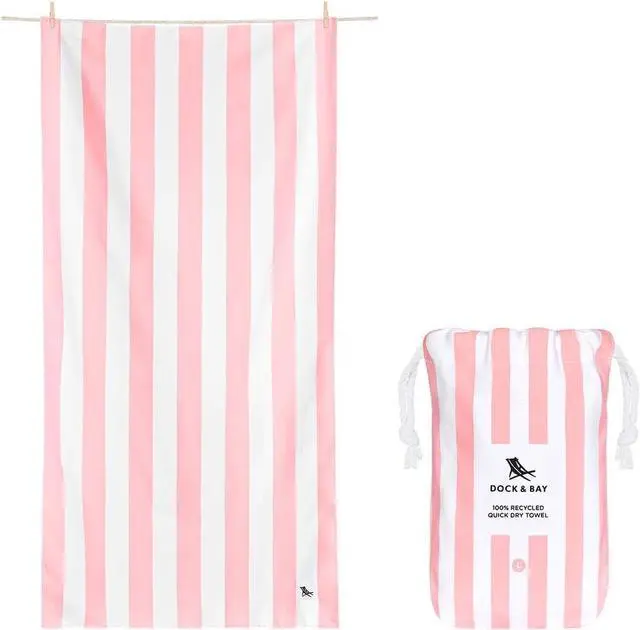 Main image of Quick Drying Towel - for Sports & Gym - Compact, Lightweight - 100% Recycled - Includes Bag - Cabana - Light Pink, Medium (130x70cm, 51x27)