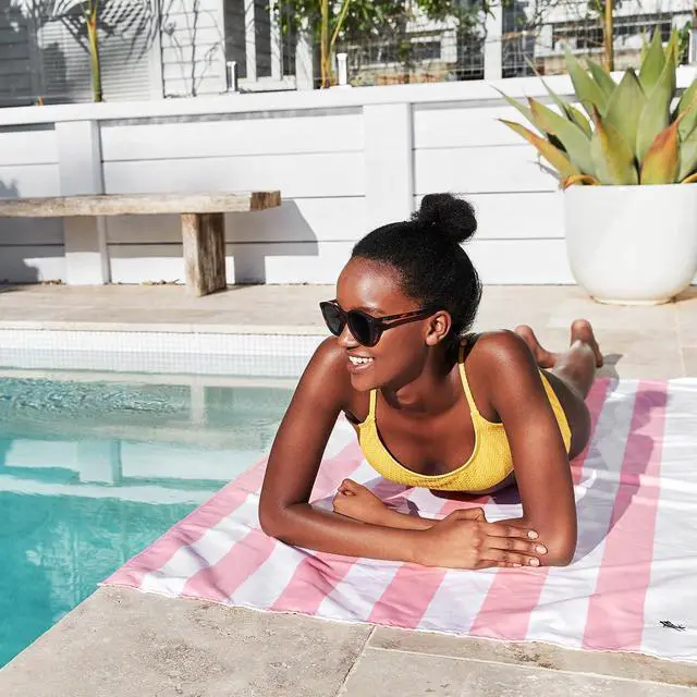 Alt view image 2 of 7 - Quick Drying Towel - for Sports & Gym - Compact, Lightweight - 100% Recycled - Includes Bag - Cabana - Light Pink, Medium (130x70cm, 51x27)