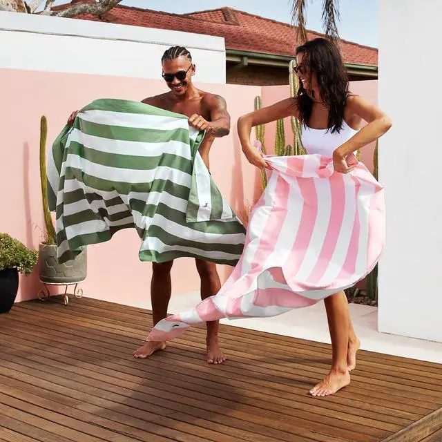 Alt view image 7 of 7 - Quick Drying Towel - for Sports & Gym - Compact, Lightweight - 100% Recycled - Includes Bag - Cabana - Light Pink, Medium (130x70cm, 51x27)