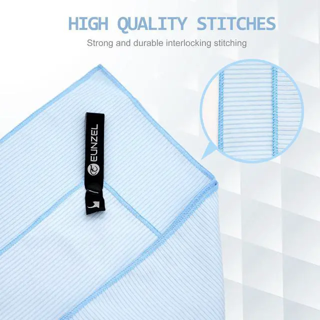 Alt view image 4 of 6 - Quick Dry Camping Towel, Microfibre Ribbed Towel Travel Towel 3 Sizes 1 Pack Fast Drying Towel Set for Camping, Beach, Gym, Sports, Yoga & Swimming Pool, Blue