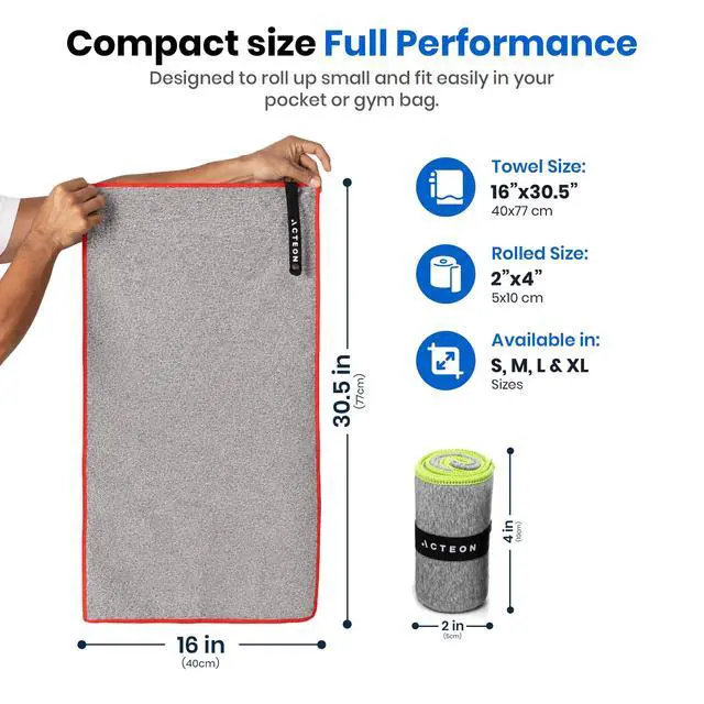 Alt view image 4 of 7 - Microfiber Gym Towels 5 Pack, Quick Dry Silver ION Odor-Free Sweat Towel, Super Absorbent Fast Drying for Men & Women, Workout, Yoga, Running, Hiking, Travel 16x30.5 Inch