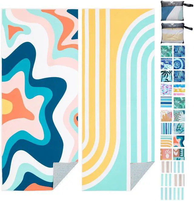 Main image of 2 Pack Microfiber Beach Towel, 75'' x 35'' Quick Dry Beach Towel | Extra Large Beach Towel, Sand-Free Pool & Travel Towels for Adults, Soft Breathable and Lightweight