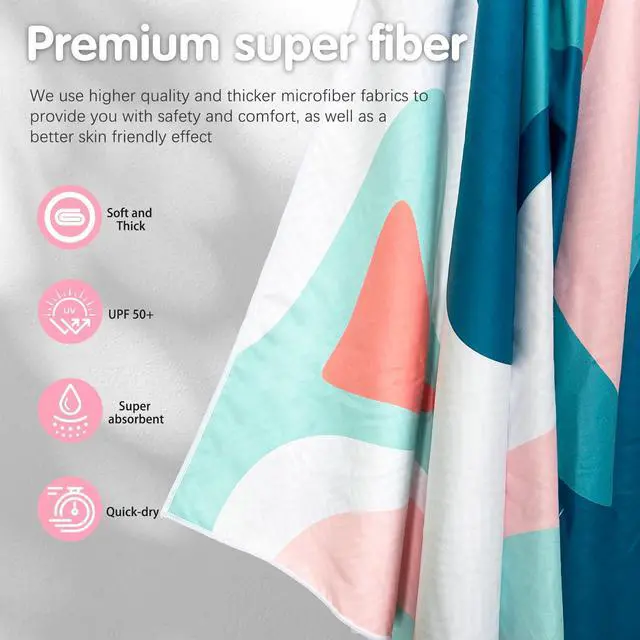 Alt view image 3 of 7 - 2 Pack Microfiber Beach Towel, 75'' x 35'' Quick Dry Beach Towel | Extra Large Beach Towel, Sand-Free Pool & Travel Towels for Adults, Soft Breathable and Lightweight