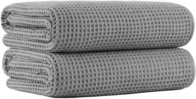Main image of New Microfiber Waffle Bath Towels, 2 Pieces, Oversized, Soft, Absorbent, Fast Drying, Lint Free 430 GSM (30''x60''/76cm x 152cm)