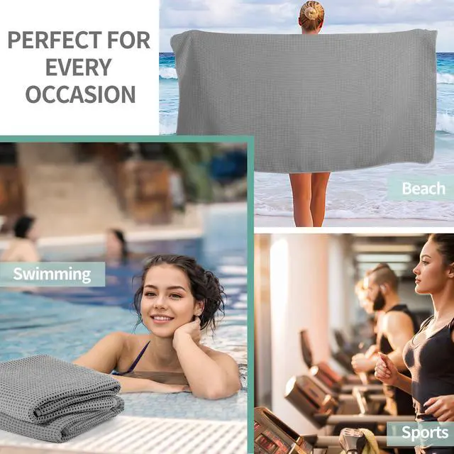 Alt view image 7 of 7 - New Microfiber Waffle Bath Towels, 2 Pieces, Oversized, Soft, Absorbent, Fast Drying, Lint Free 430 GSM (30''x60''/76cm x 152cm)