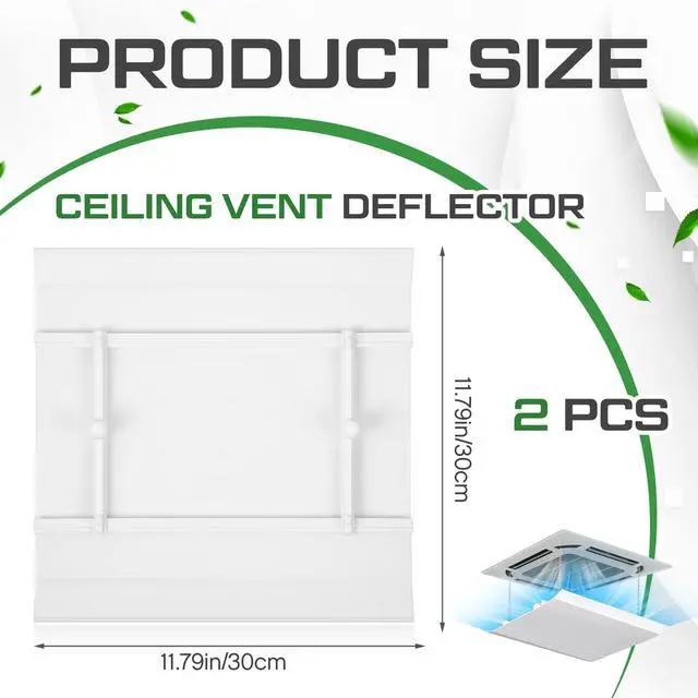 Alt view image 2 of 6 - 2 Set Air Vent Deflector Adjustable Square Ac Vent Deflector, 11.8'' | Central Conditioner Deflector, Rv Airflow Diverter with Chains Waterproof Cotton, Windshield Accessory for Ceiling Home HVAC